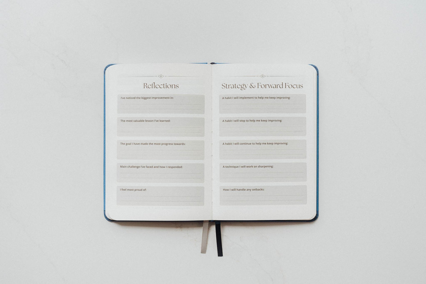The Judo Journal open to its reflections and strategy pages on a white background