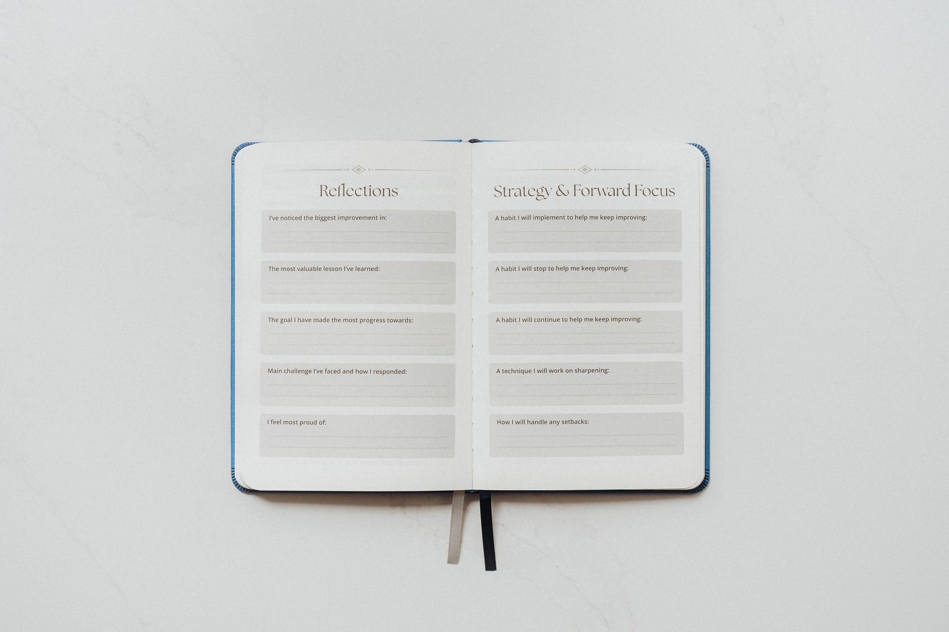 The Judo Journal open to its reflections and strategy pages on a white background