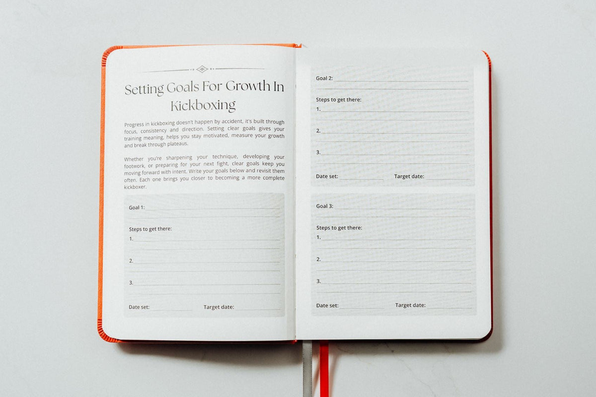 Setting goals pages inside the kickboxing journal.